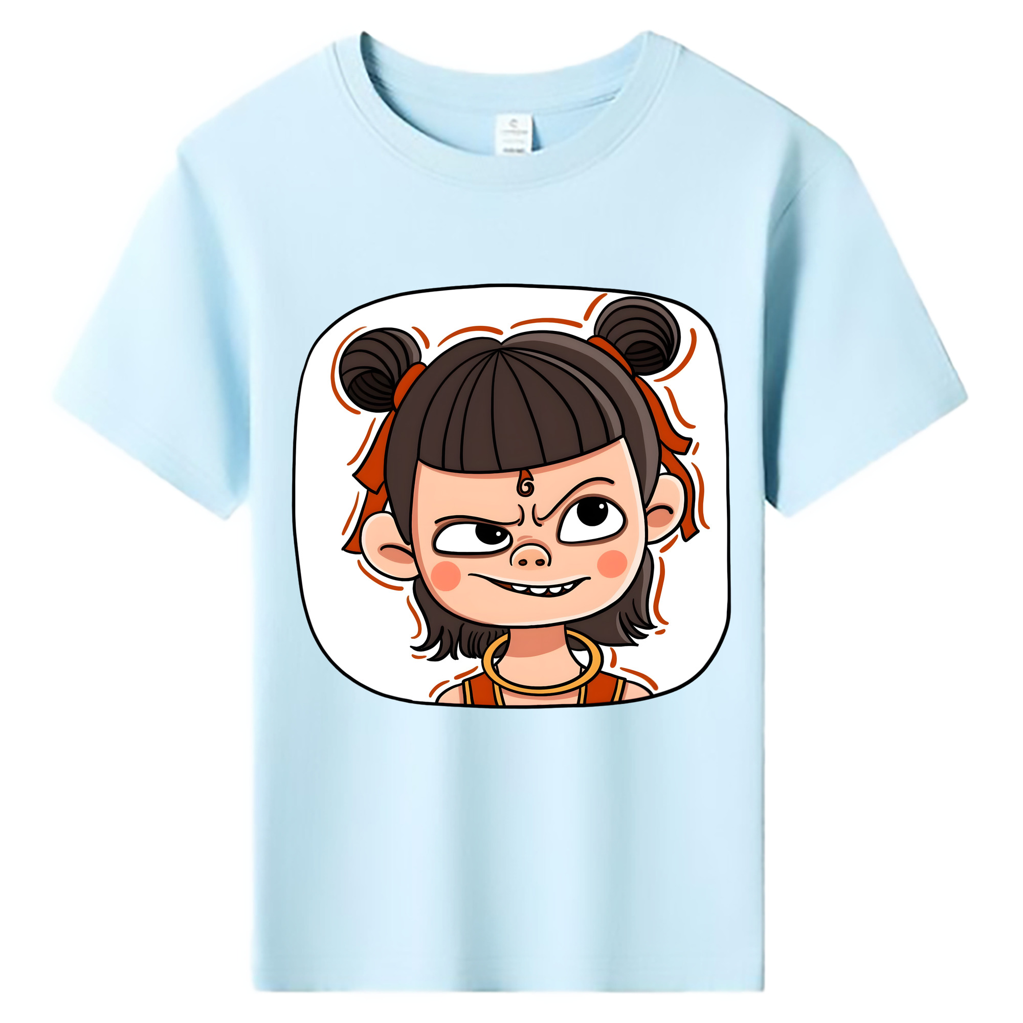 （画像用） Ne Zha 2 ナタ 魔童の大暴れ 綿100％キッズTシャツ（フロントプリント）